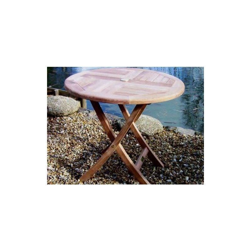 80cm Teak Circular Folding Table 